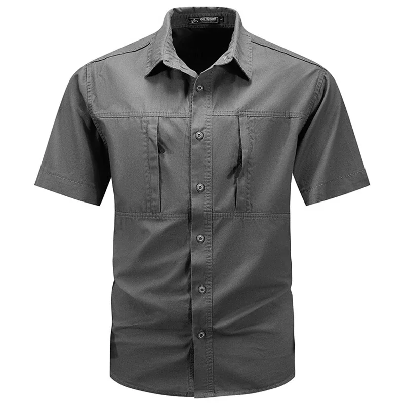 Tactical Military Shirt Cargo - メンズタクティカル半袖シャツ夏の新しいアウトドアマルチポケット速乾性ミリタリーカーゴシャツハイキング釣り作業Tシャツ