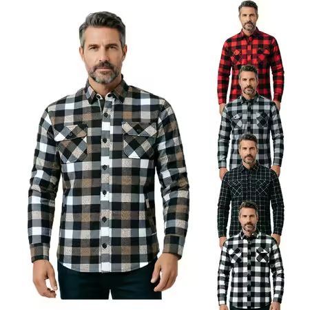 Flannel Plaid Shirt Heavy Weight - 2026年秋・冬、長袖のアメリカンレトロ調、厚手のチェック柄シャツ、メンズ・アミカジ・タクティカル・フランネルジャケット。
