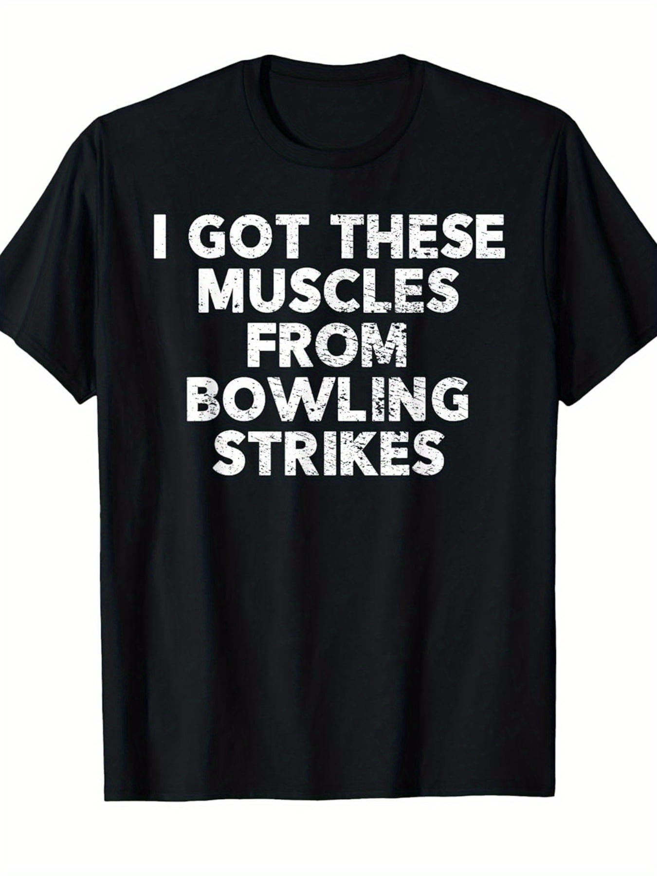 Short Sleeve Bowling Shirt Retro - 面白いボウリングパーティー衣装 - レトロなボウリングをテーマにしたメンズTシャツ、ボウリングピンとストライクデザインのユニセックスクルーネック半袖Tシャツ、ボウリングナイト、ゲームホール、普段着に最適です。