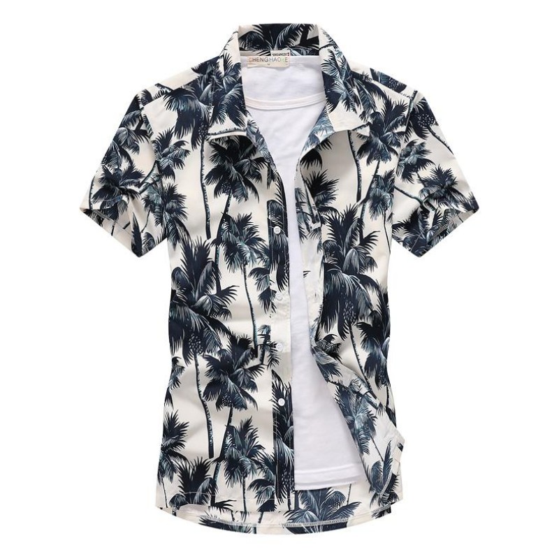 夏メンズハワイアンカジュアルカラーシャツ半袖ボタンココナッツ - Vintage Hawaiian Floral Shirt のレビューと価格