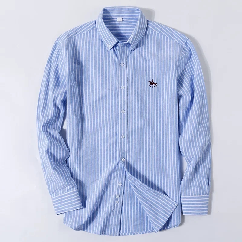 新しい綿 100% オックスフォードシャツ男性の長袖固体カジ - Oxford Cotton Casual Shirt Business のレビューと価格