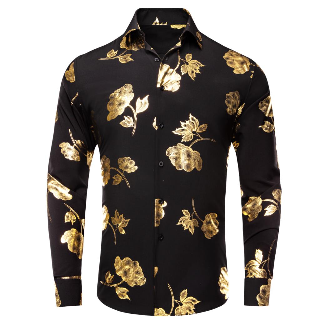 Hi-tie-メンズ長袖サマーシャツ,ラージサイズ,ゴールド - Mens Satin Silk Dress Shirt のレビューと価格