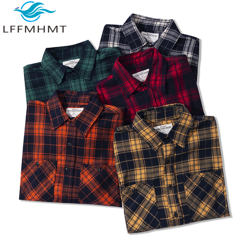 秋冬ファッションメンズクラシックフランネルシャツ男性用高品質 - Flannel Plaid Shirt Heavy Weight のレビューと価格