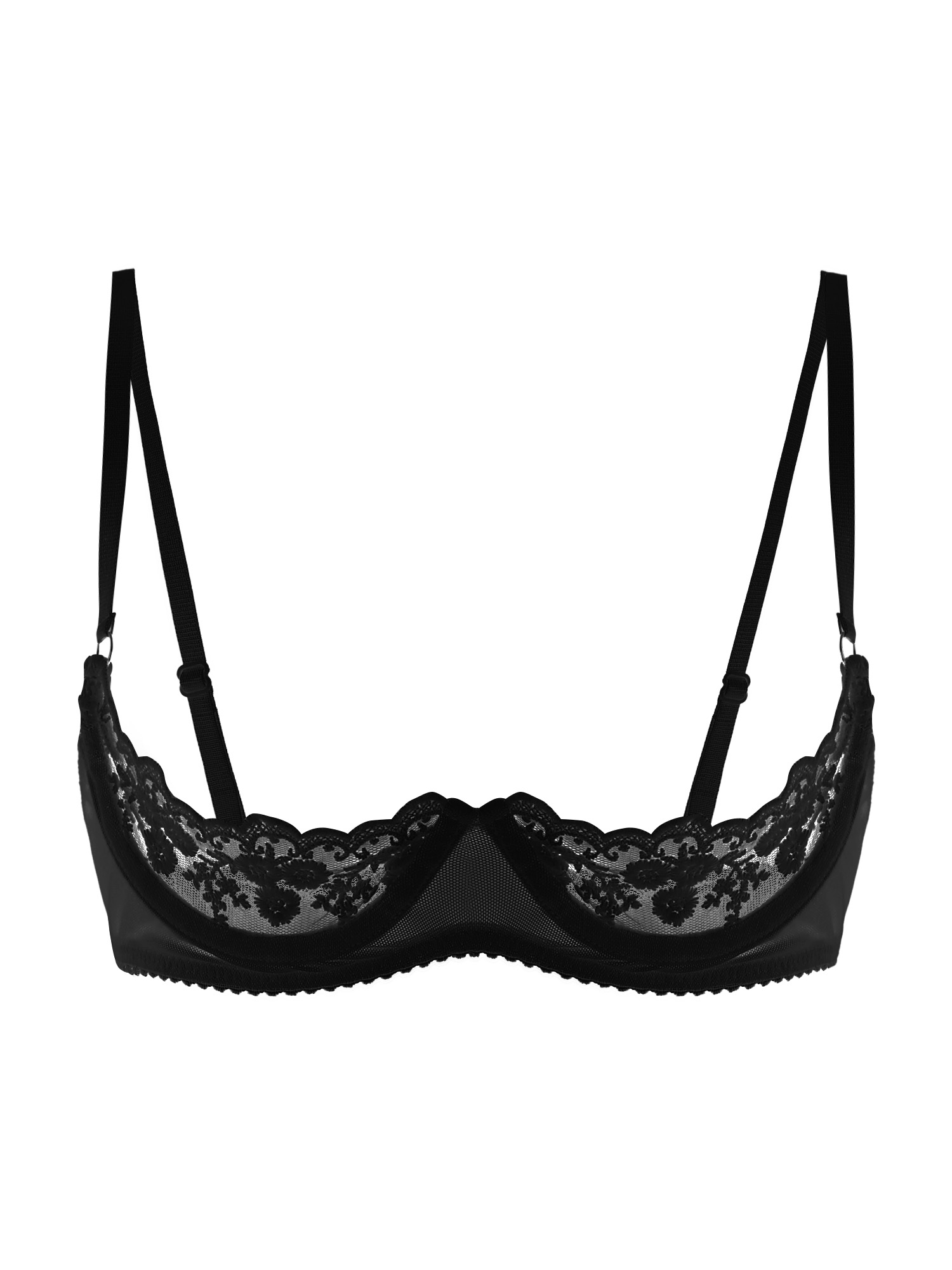 女性用セクシーオープンカップブラ、透け感のあるレース、露出乳 - Underwear のレビューと価格