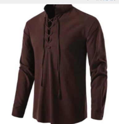 メンズ海賊シャツバイキングレトロルネッサンス中世ゴシックビク - Medieval Gothic Lace Up Pirate Shirt のレビューと価格