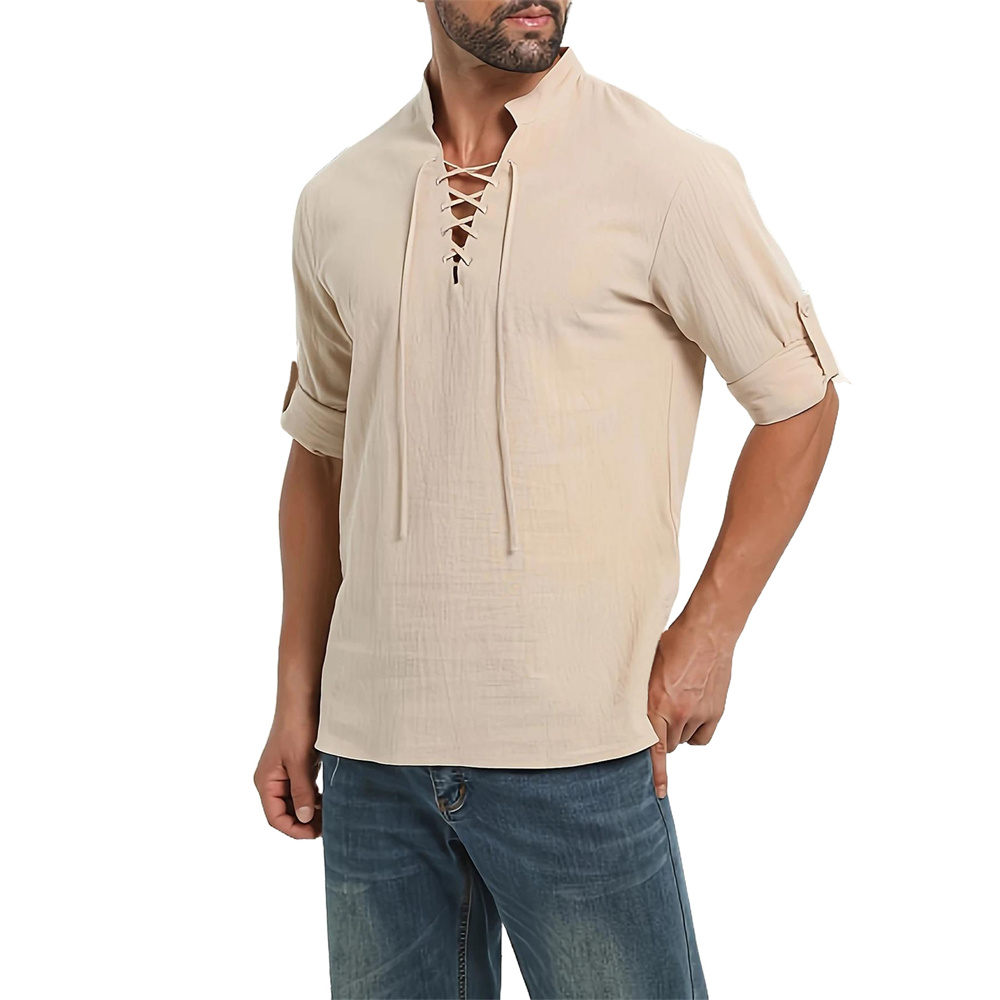 春秋メンズ海賊シャツヴィンテージ中世バイキングレースアップヘ - Medieval Gothic Lace Up Pirate Shirt のレビューと価格