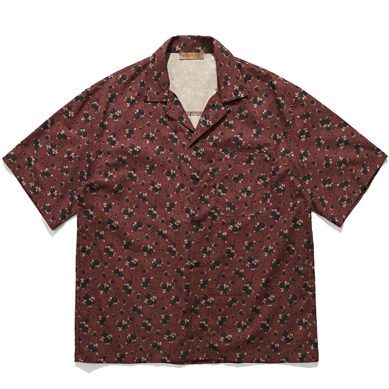 日本のレトロなエスニックスタイルのキューバンカラー半袖シャツ - Vintage Hawaiian Floral Shirt のレビューと価格