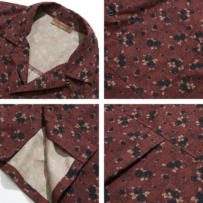 日本のレトロなエスニックスタイルのキューバンカラー半袖シャツ - Vintage Hawaiian Floral Shirt のレビューと価格