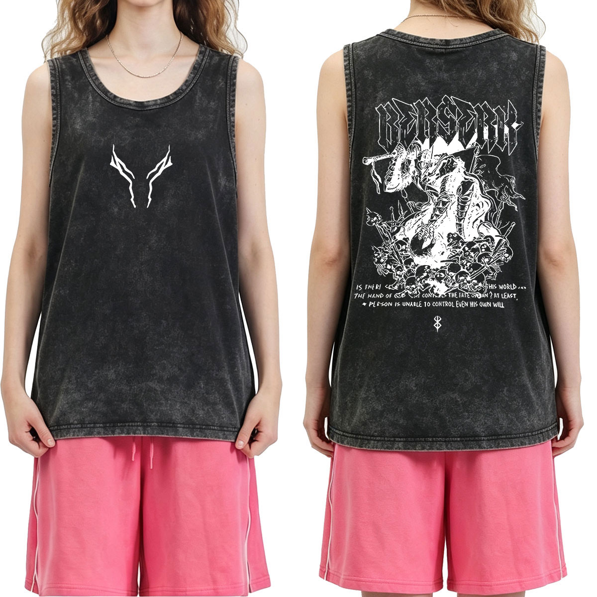 アニメ「ベルセルク」のガッツをモチーフにした、ヴィンテージ風 - Acid Wash Vintage Graphic T Shirt のレビューと価格