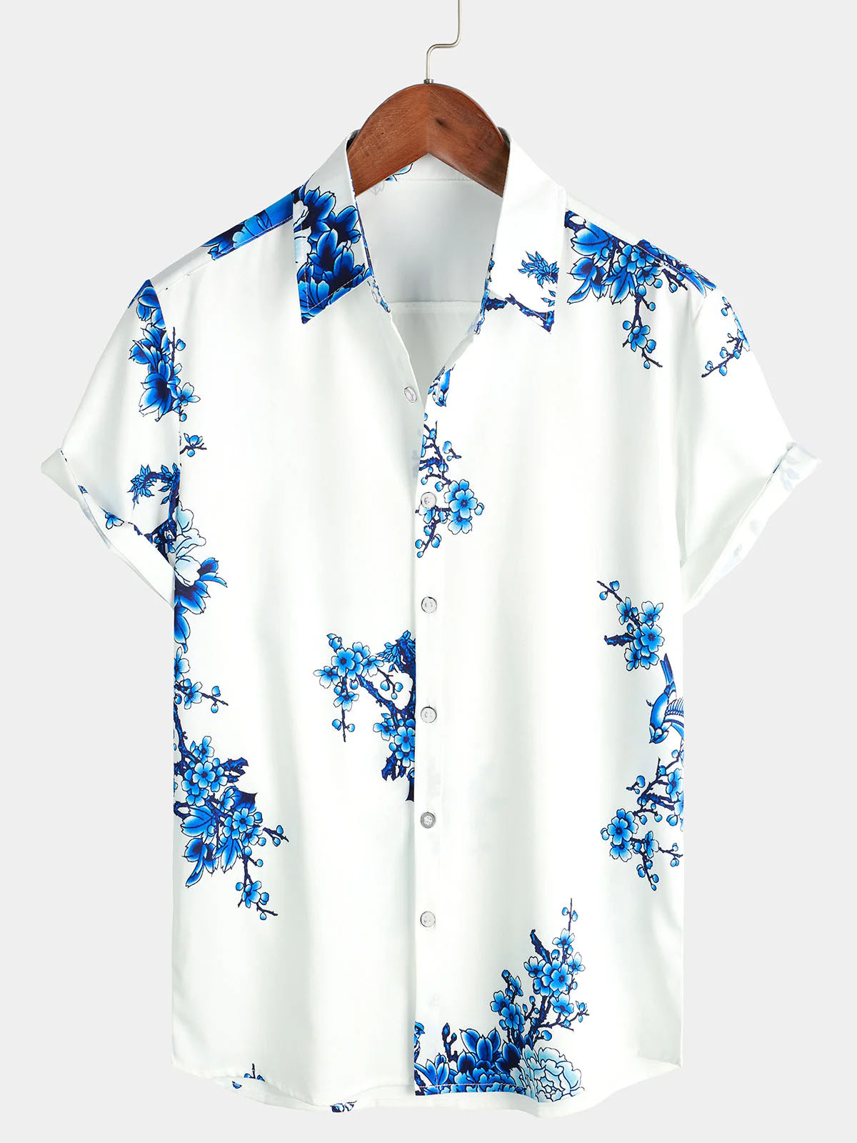 メンズヴィンテージブルーフラワーサマーホリデー半袖シャツハワ - Vintage Hawaiian Floral Shirt のレビューと価格