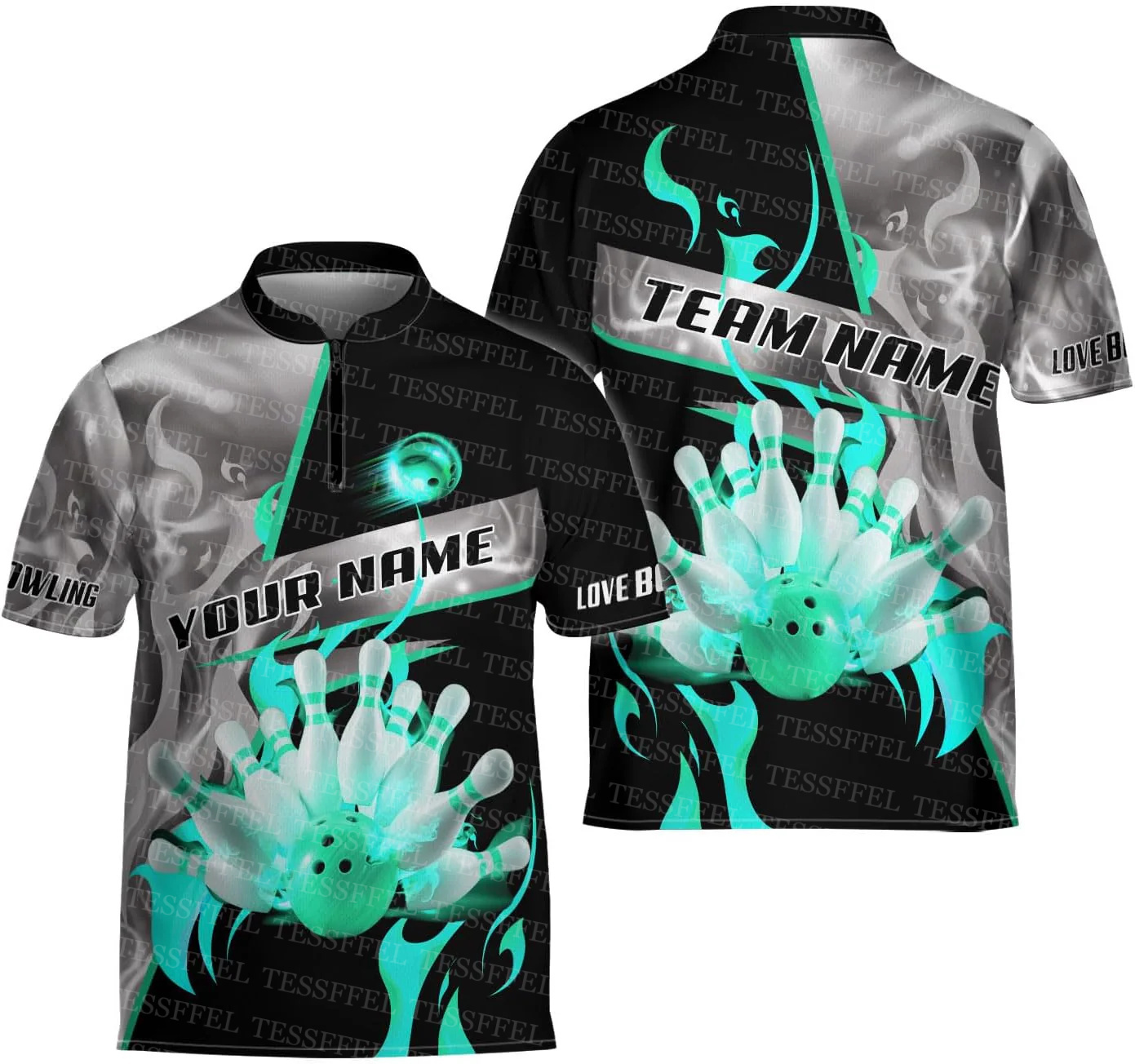 カスタム名落書きフレームストライクボウリングカラフルなレトロ - Short Sleeve Bowling Shirt Retro のレビューと価格