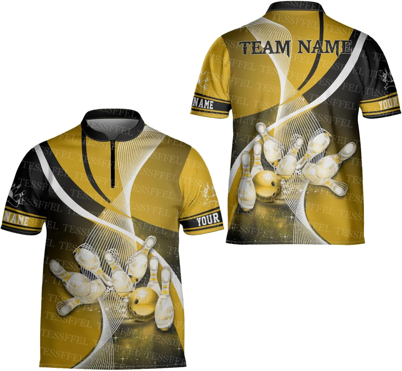 カスタム名落書きフレームストライクボウリングカラフルなレトロ - Short Sleeve Bowling Shirt Retro のレビューと価格