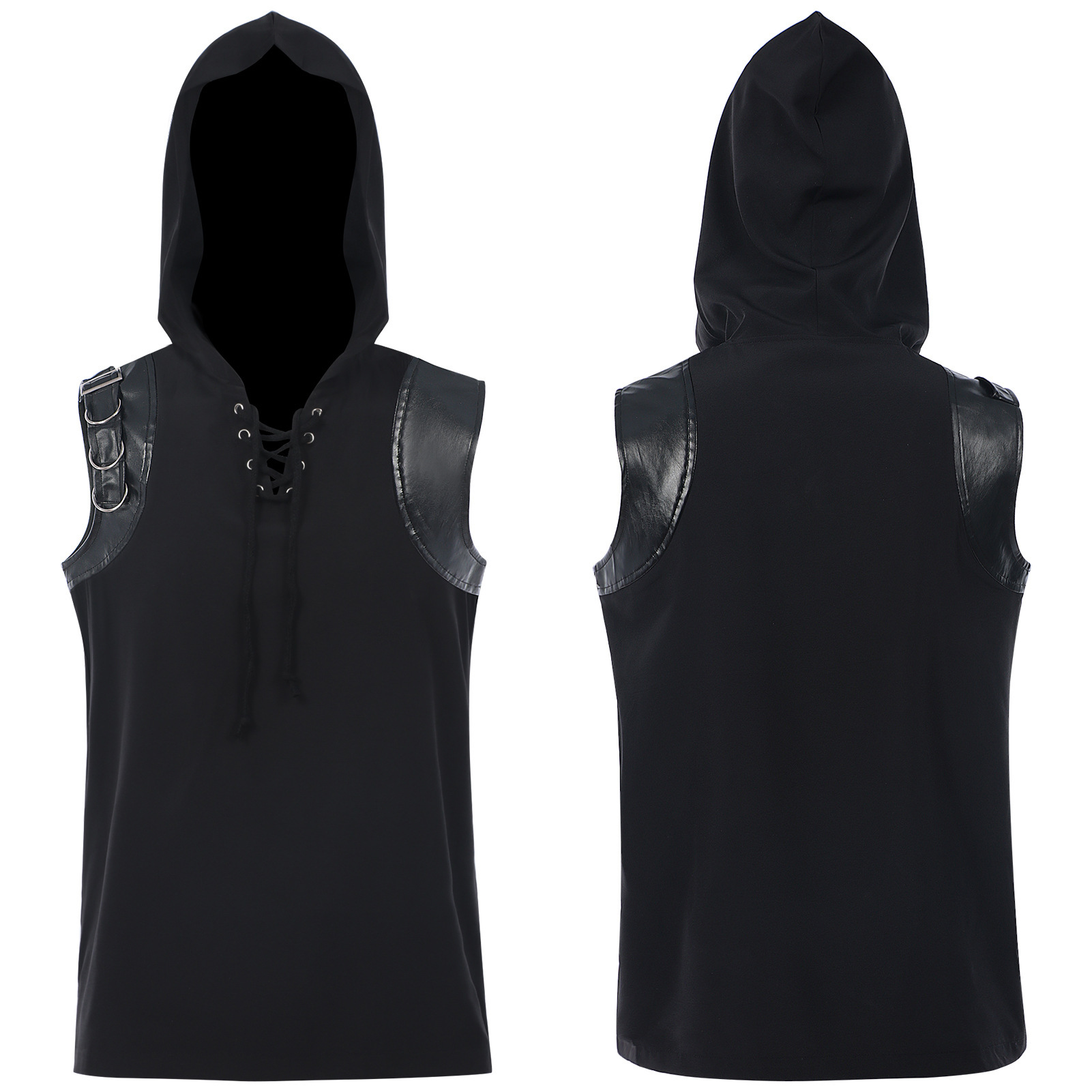 メンズ 中世風 海賊風シャツ レースアップ ノースリーブ ル - Medieval Gothic Lace Up Pirate Shirt のレビューと価格