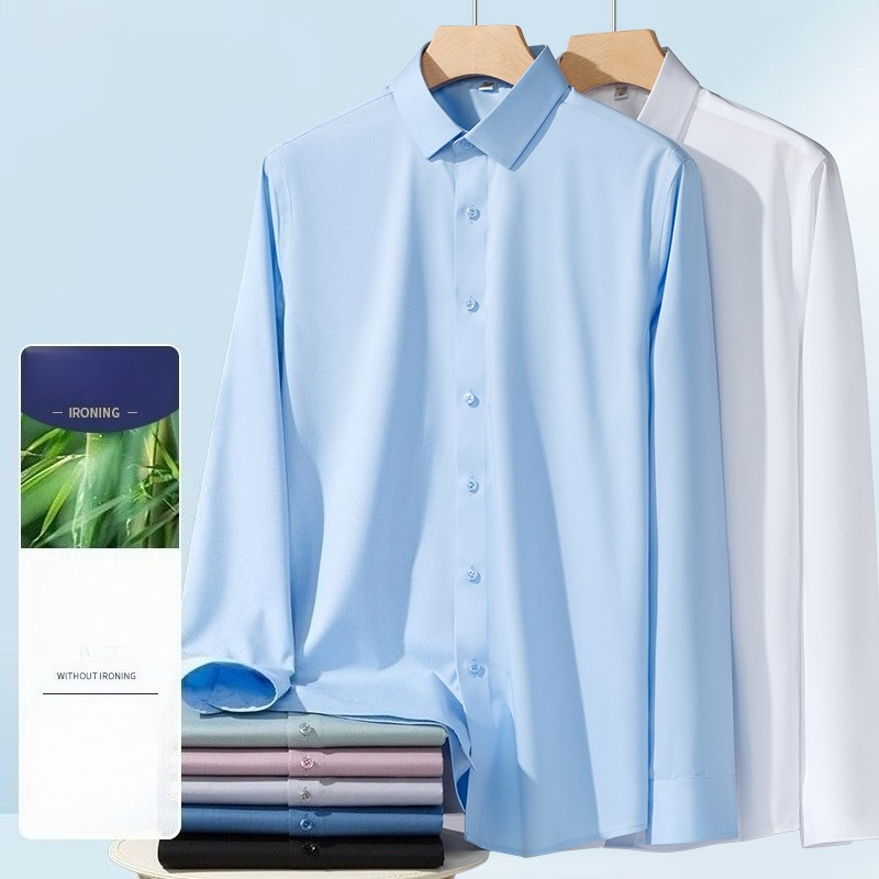 メンズ竹繊維長袖ドレスシャツ – 防シワ、ノーアイロン、通気 - Breathable Bamboo Fiber Shirt Non Iron のレビューと価格