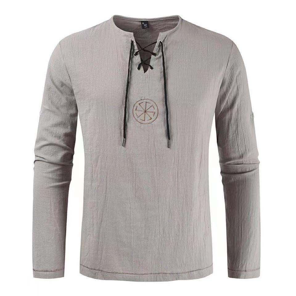 メンズ バイキング ベグヴィシル チュニック 中世風リネンシ - Mens Linen Shirt Long Sleeve のレビューと価格