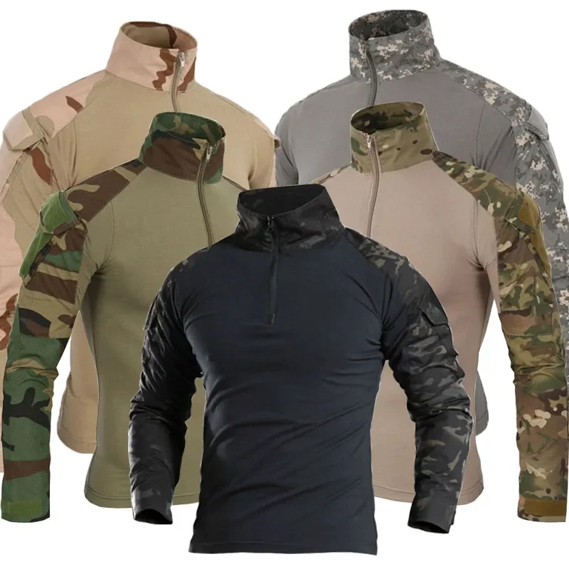 耐摩耗性のコンバットシャツ、カモカーゴスポーツトップ、エアソ - Tactical Military Shirt Cargo のレビューと価格