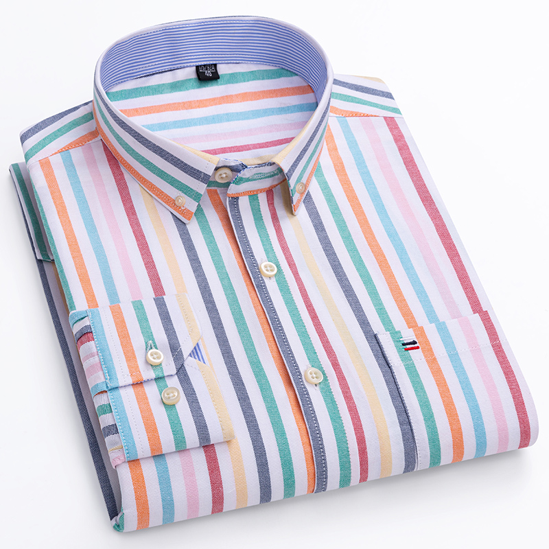 メンズ長袖ボタンダウンシャツ,スリムフィット,チェック,仕事 - Oxford Cotton Casual Shirt Business のレビューと価格