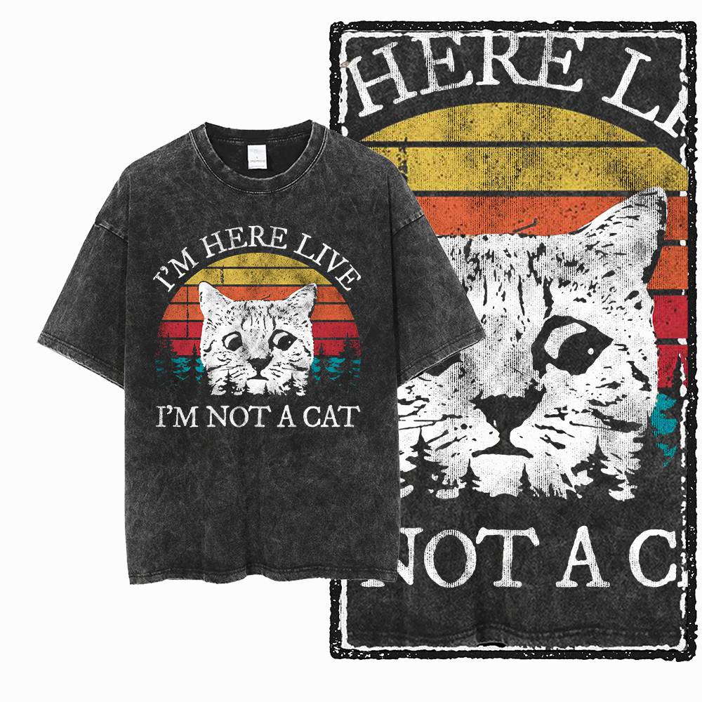 G55 酸洗いブラックコットンクールキャットグラフィックメン - Acid Wash Vintage Graphic T Shirt のレビューと価格