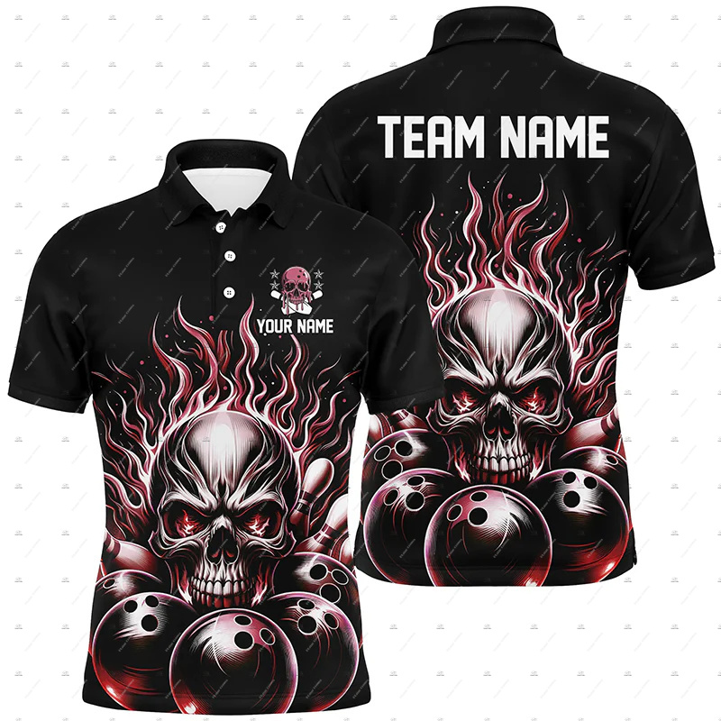 カスタム名ボウリングスカルフレームグラフィティグラデーション - Short Sleeve Bowling Shirt Retro のレビューと価格