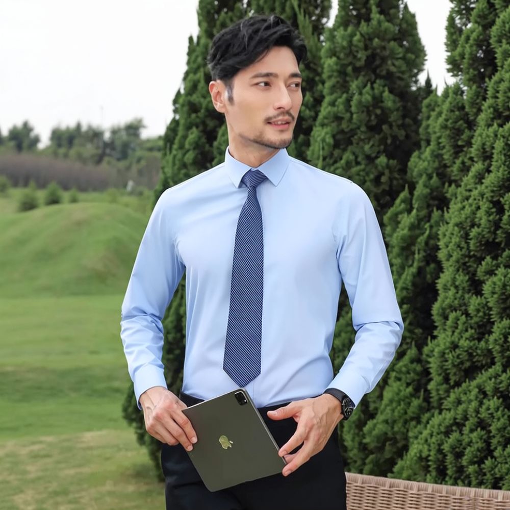 メンズファッション、長袖シャツ、竹繊維素材、通気性、抗菌、伸 - Breathable Bamboo Fiber Shirt Non Iron のレビューと価格