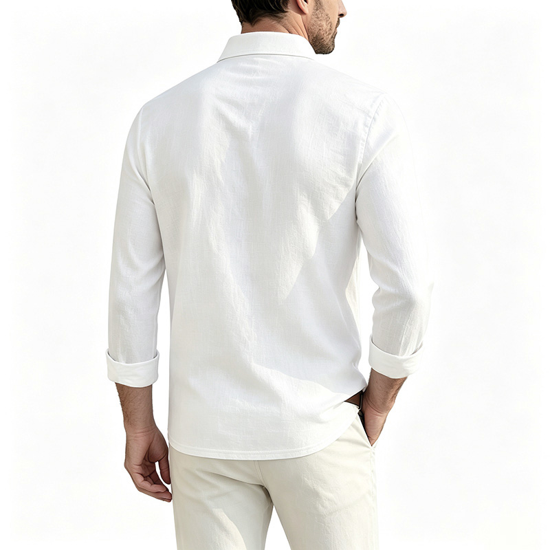 メンズ コットンリネン 長袖シャツ ラペル ハーフボタン レ - Mens Linen Shirt Long Sleeve のレビューと価格