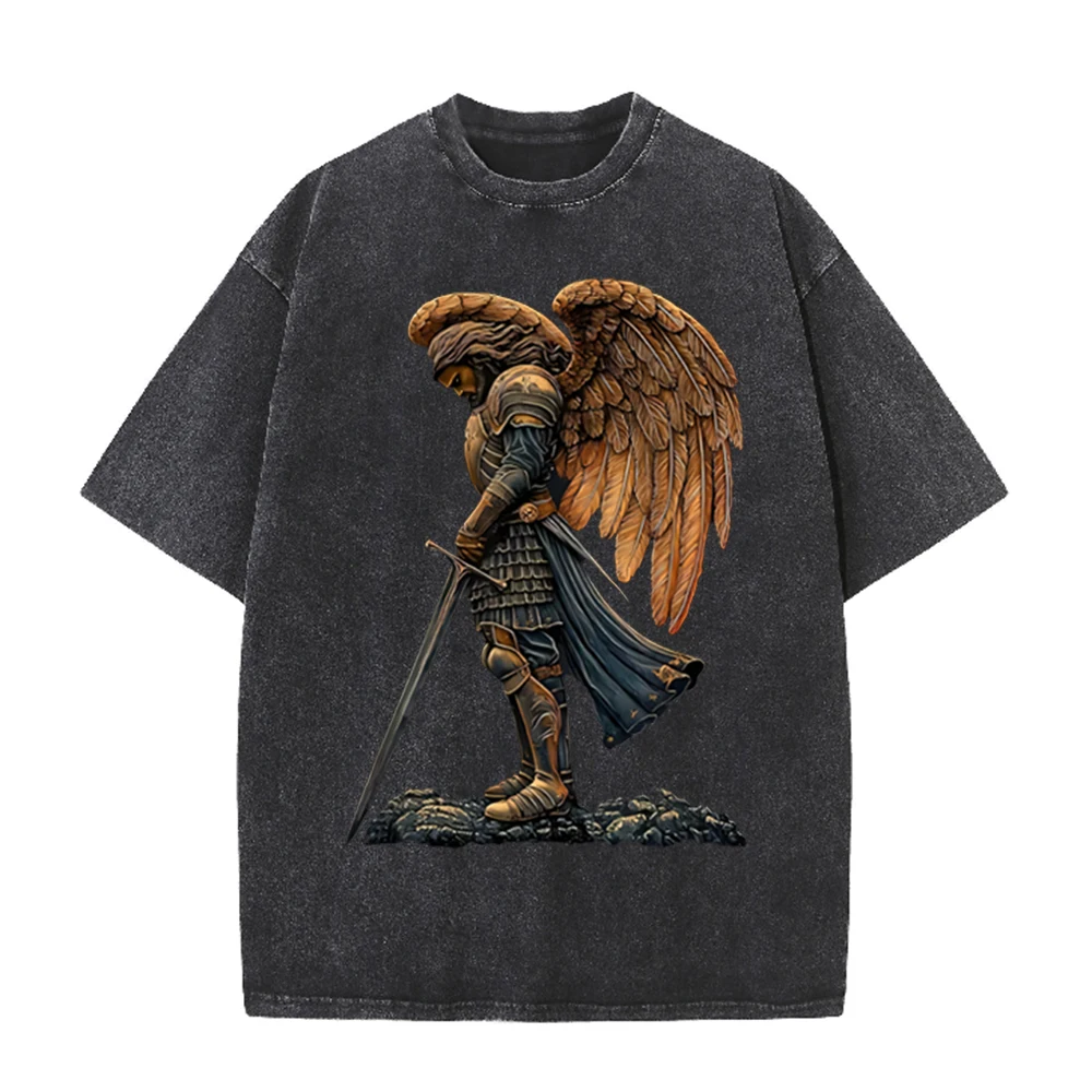 2026 ヴィンテージ 装甲天使戦士 翼付き剣グラフィック  - Acid Wash Vintage Graphic T Shirt のレビューと価格