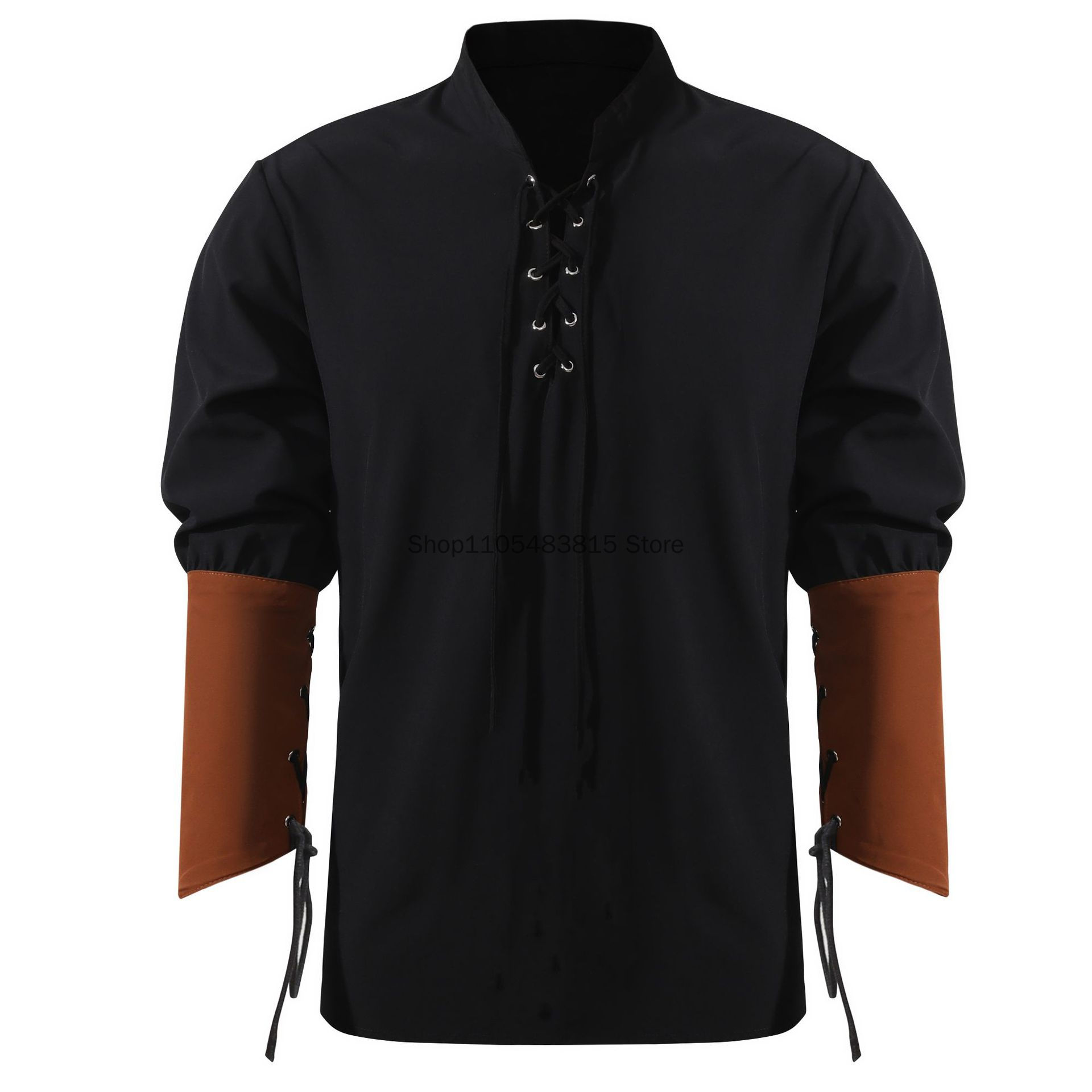 メンズ用海賊シャツ - 中世ゴシックスタイルの詩人風シャツ、 - Medieval Gothic Lace Up Pirate Shirt のレビューと価格