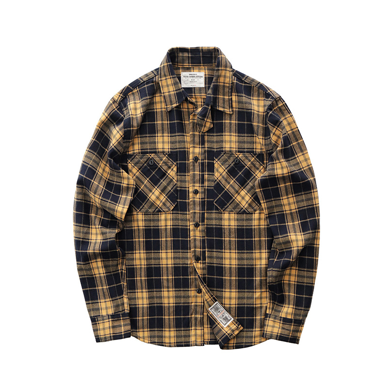 秋の新日本レトロ 300 グラムヘビーウェイト長袖ラペルチェ - Flannel Plaid Shirt Heavy Weight のレビューと価格