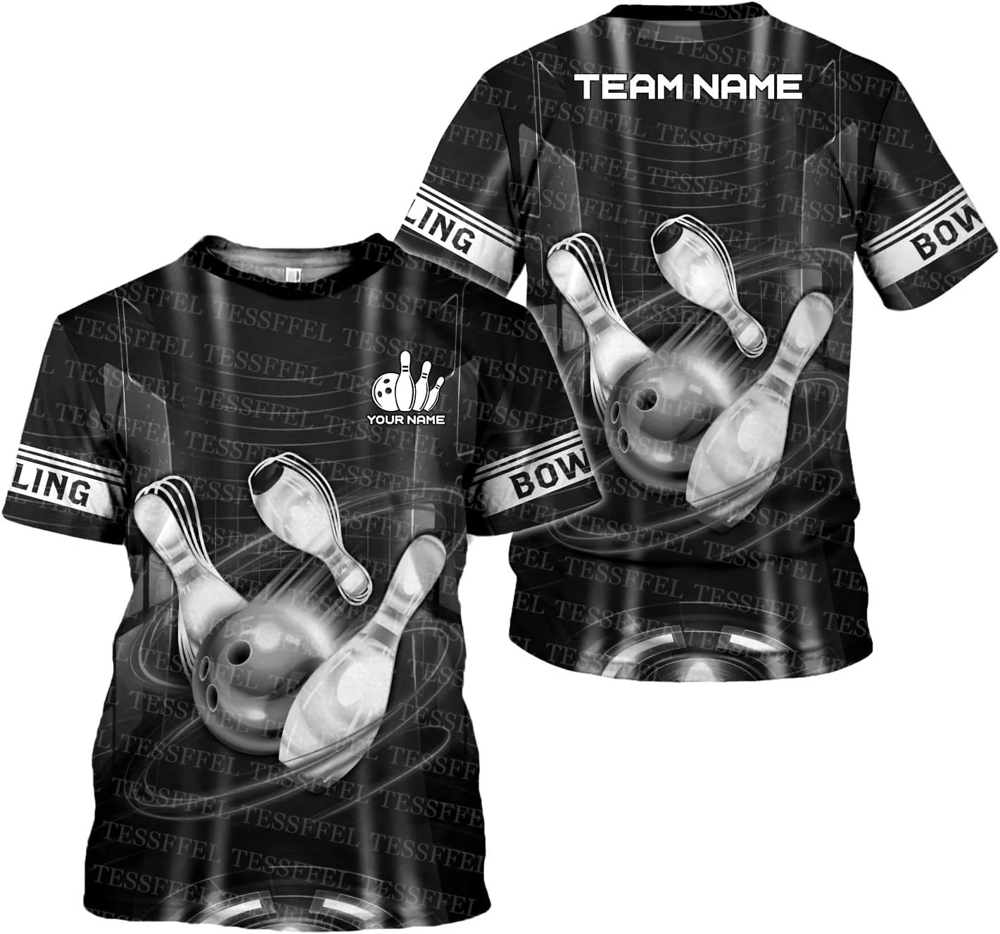 カスタム名落書きフレームストライクボウリングプレーヤーカラフ - Short Sleeve Bowling Shirt Retro のレビューと価格