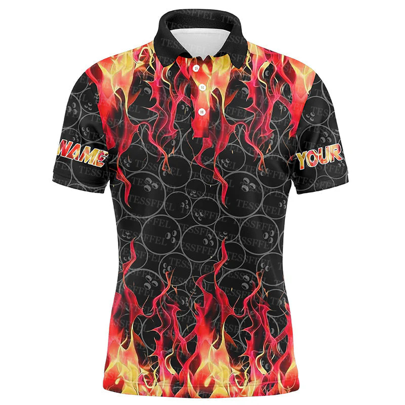 カスタム名落書き炎グラデーションボウリングタトゥーレトロ原宿 - Short Sleeve Bowling Shirt Retro のレビューと価格